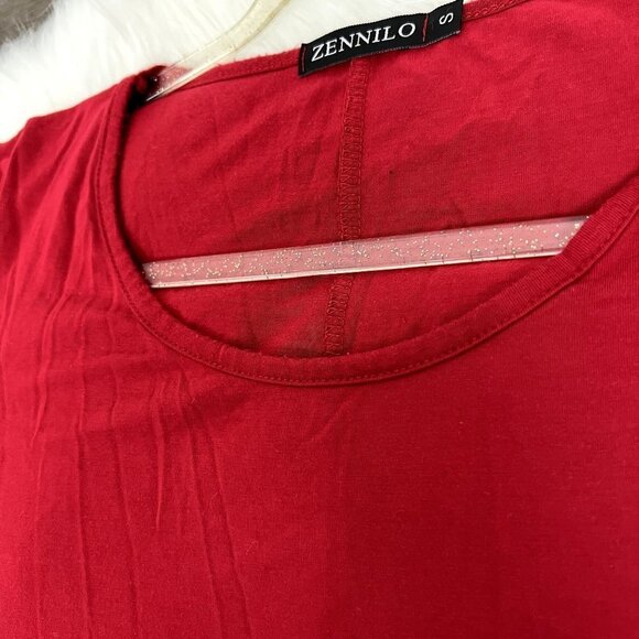 Zennilo Red Short Sleeve Jersey Swing Dress with Pockets Womens Small - Picture 8 of 9